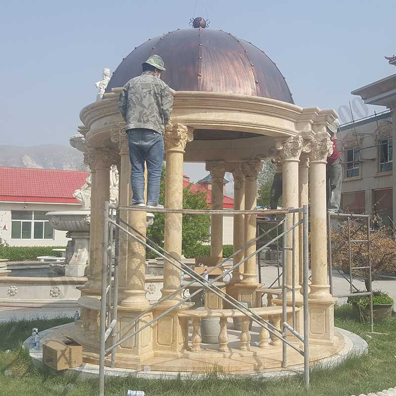 歐式大理石涼亭，石雕柱子亭子，石材景觀涼亭