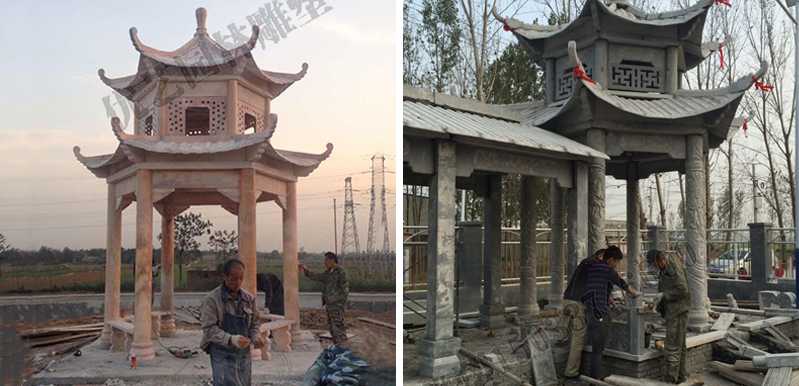 中式大理石涼亭安裝，石雕景觀亭子工廠，中式?jīng)鐾S家