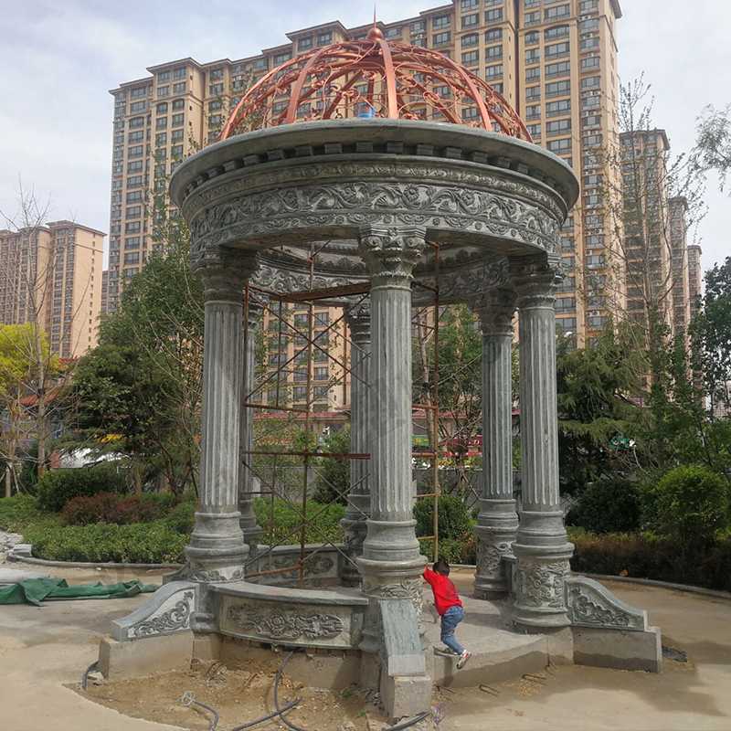 景觀涼亭廠家,園林小區景觀亭子,大理石石材涼亭