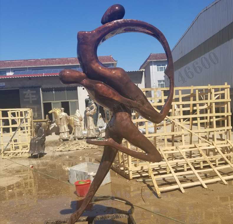 抽象舞蹈人物銅雕塑，銅男女跳舞雕塑，抽象銅人物雕塑